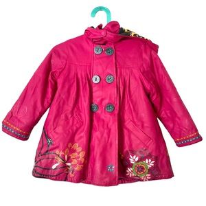 Catimini Toddler Girl Pink Rain Hooded Jacket‎ Size 2Y